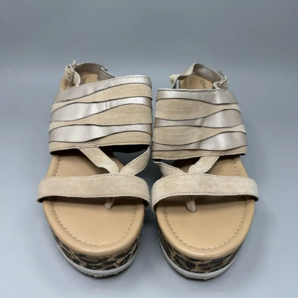 Donald Pliner Womens Valri Wedge Slides Sandals Leopard Print Cork Platform 9M